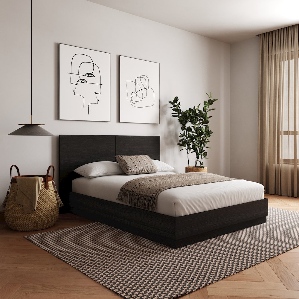 Milano Platform Bed Set In Black Karisma