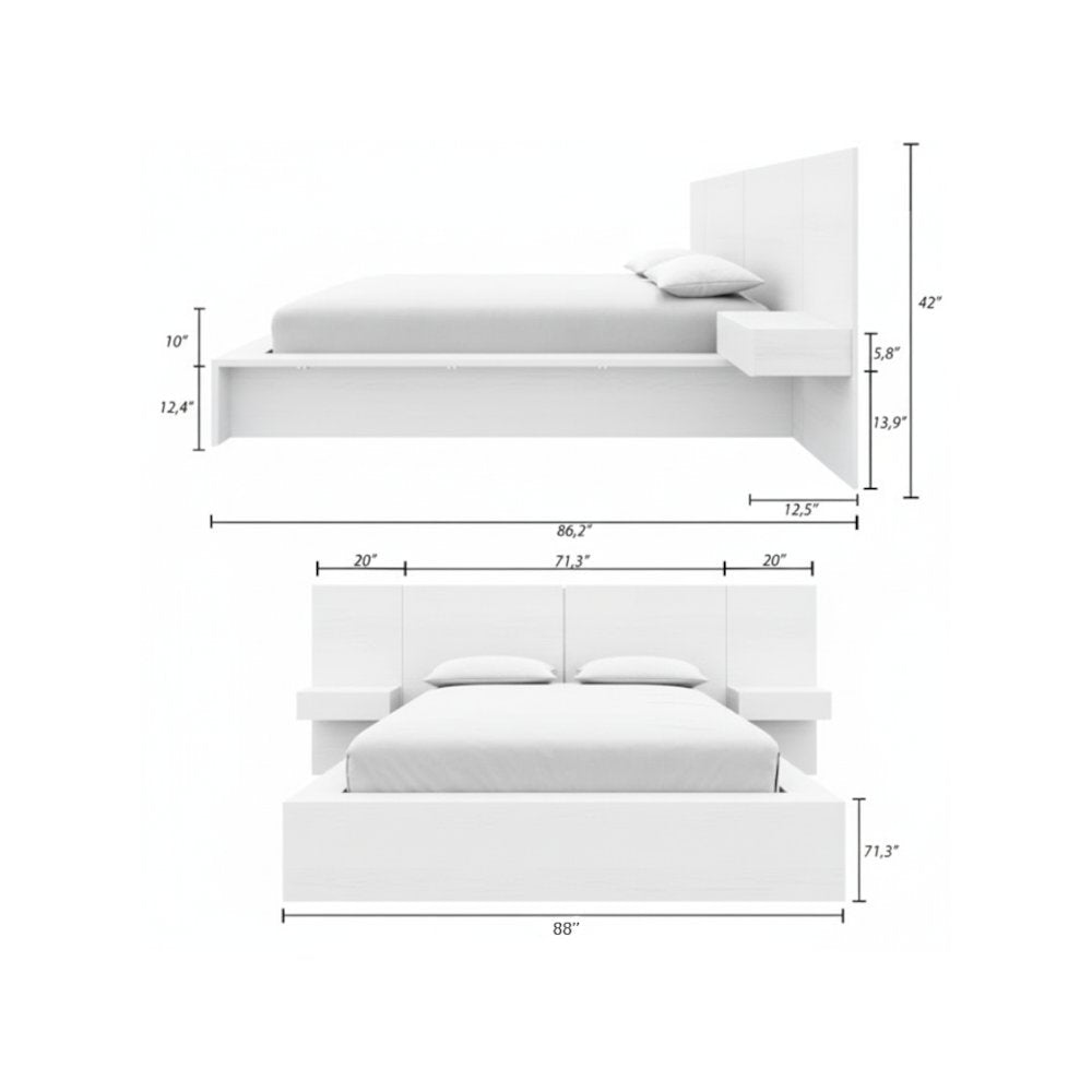 James 4-Piece Bedroom Set With Floating Nightstands