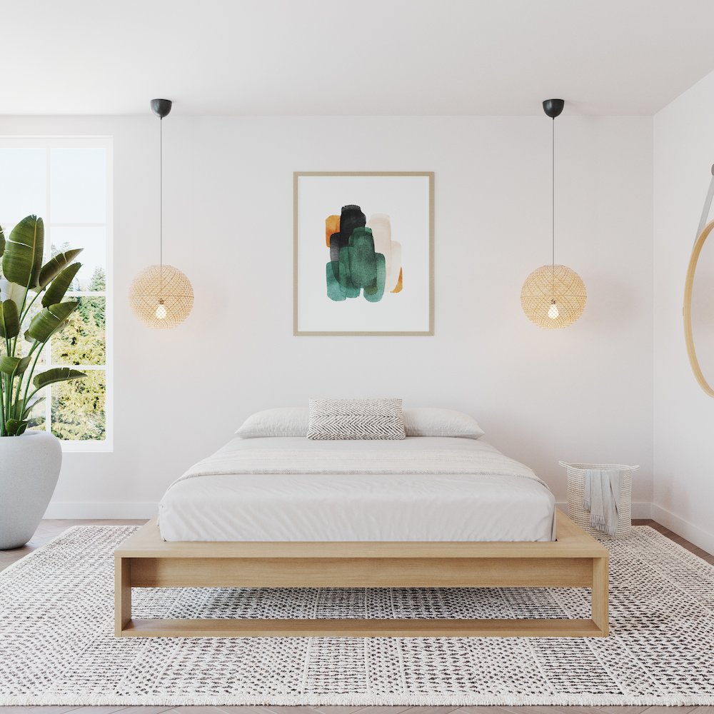 Lido Platform Bed with Slats Natural Blonde Oak Color