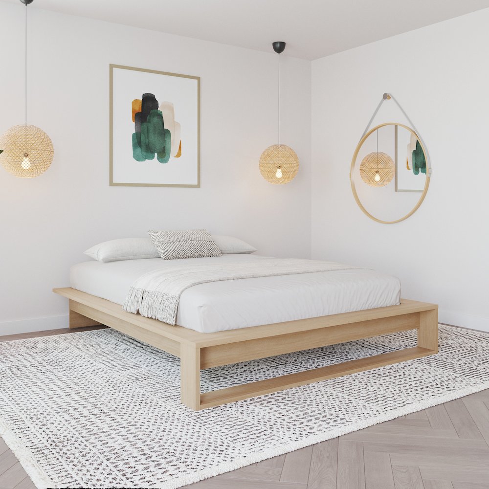 Lido Platform Bed with Slats Natural Blonde Oak Color
