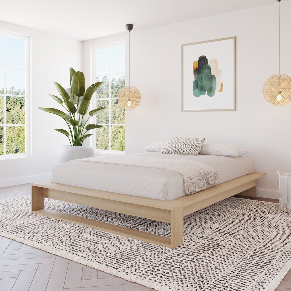 Lido Platform Bed with Slats Natural Blonde Oak Color