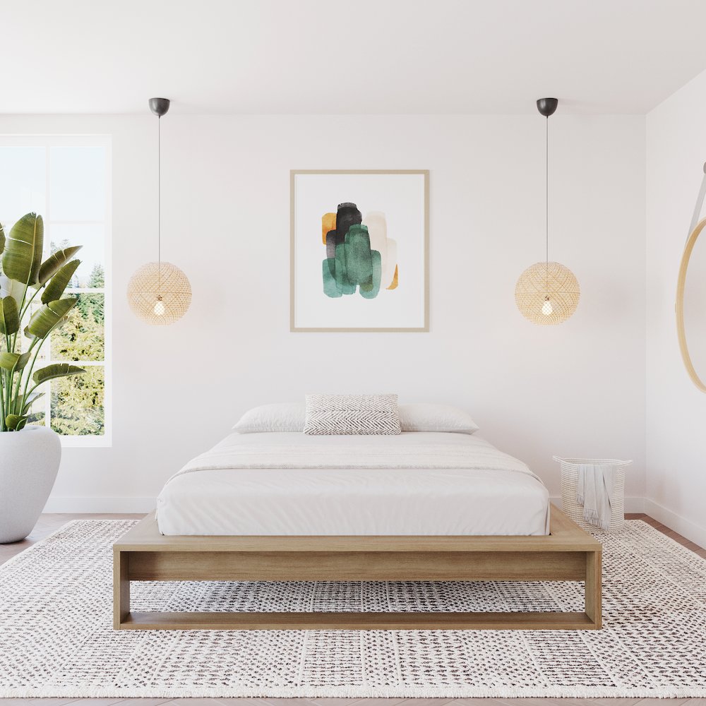 Lido Platform Bed with Slats Brown Oak Color