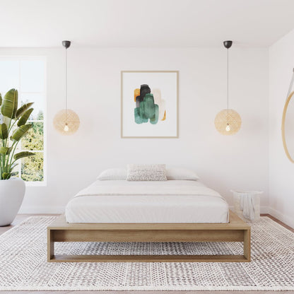 Lido Platform Bed with Slats Brown Oak Color