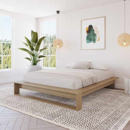 Lido Platform Bed with Slats Brown Oak Color