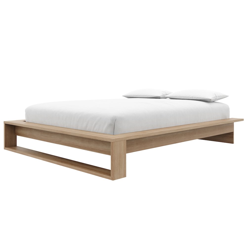 Lido Platform Bed with Slats Brown Oak Color