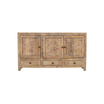 Weatherly 3 Handcarved Doors,3 Drawers Accent Cabinet