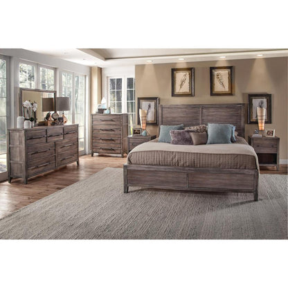 Aurora King Panel Bed - With Panel Footboard - Weathered Grey