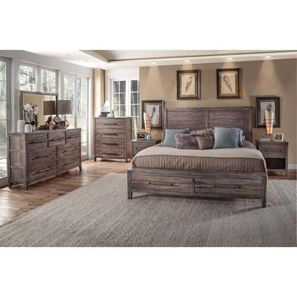 Aurora King Panel Bed - With Storage Footboard - Weathered Grey