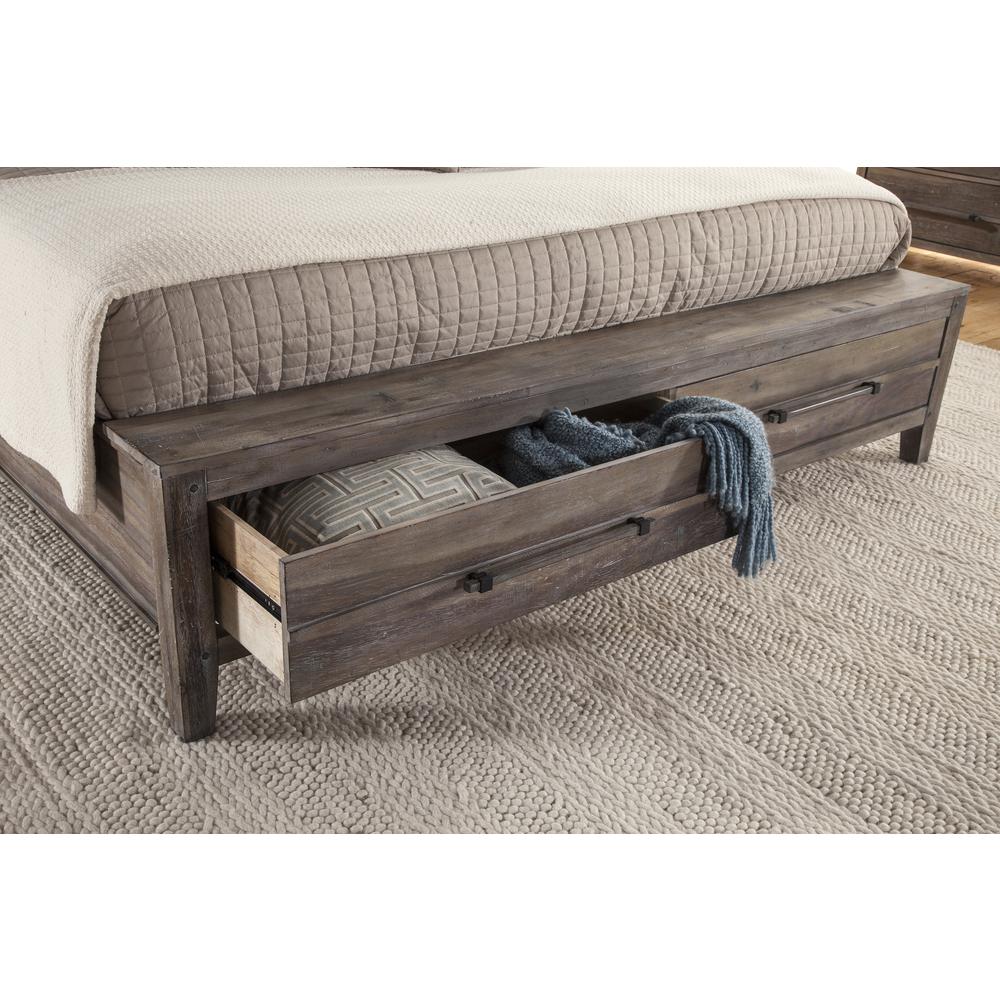 Aurora King Panel Bed - With Storage Footboard - Weathered Grey