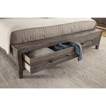 Aurora King Panel Bed - With Storage Footboard - Weathered Grey