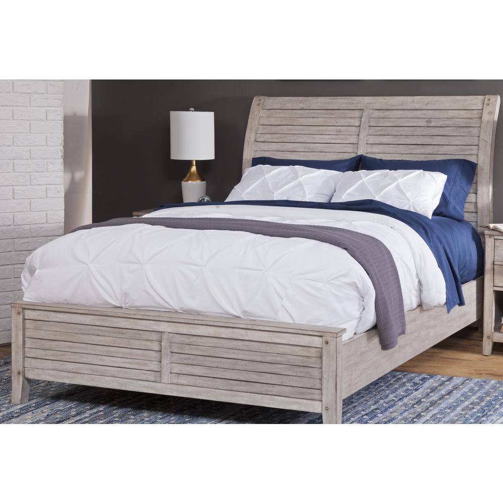 Aurora Queen Sleigh Bed - With Panel Footboard - Whitewash