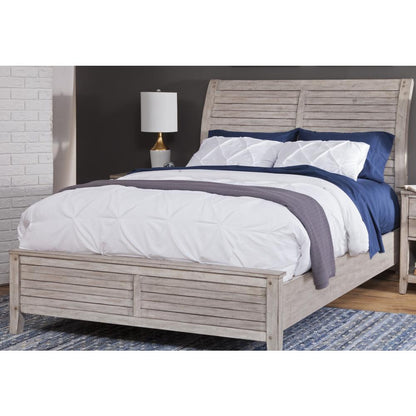 Aurora Queen Sleigh Bed - With Panel Footboard - Whitewash