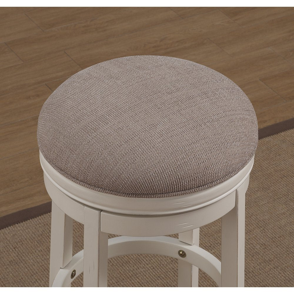Aversa 30" Backless Swivel Stool - Distressed Antique White