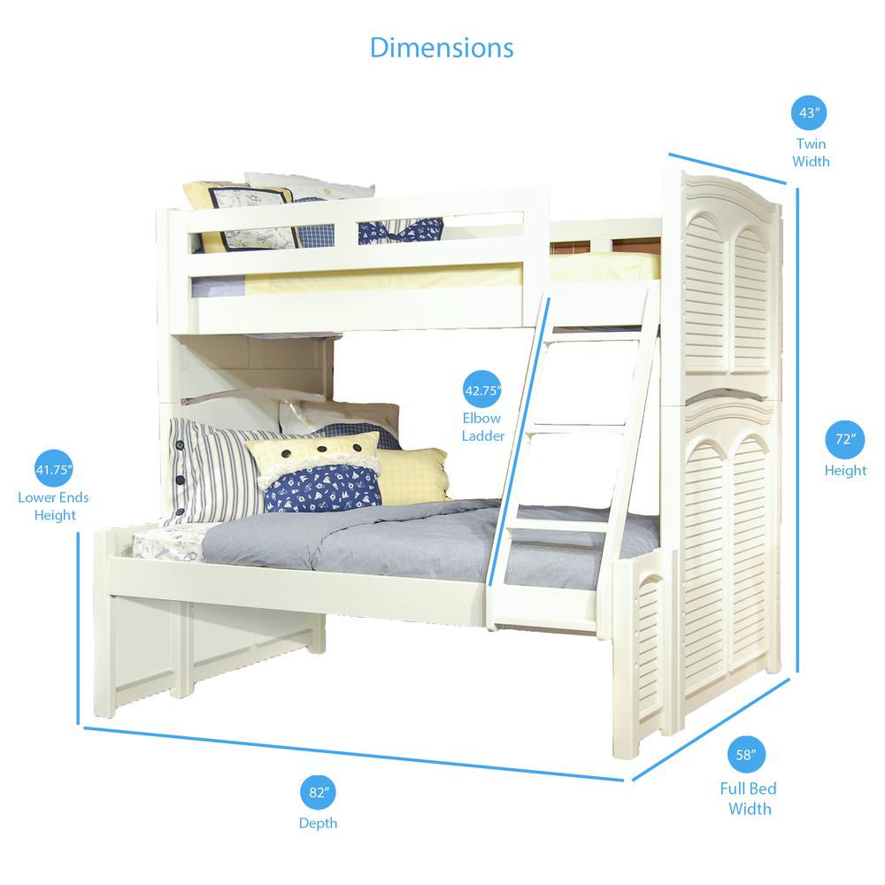 Twin Over Full 3/3 over 4/6 Bunkbed - without trundle - White Cottage