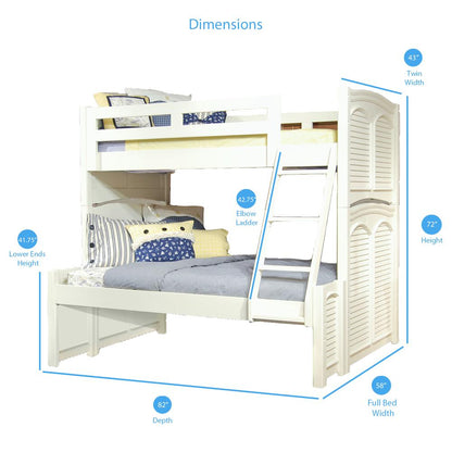 Twin Over Full 3/3 over 4/6 Bunkbed - without trundle - White Cottage