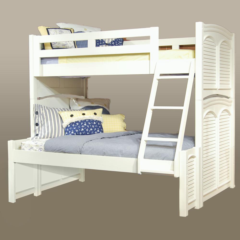 Twin Over Full 3/3 over 4/6 Bunkbed - without trundle - White Cottage