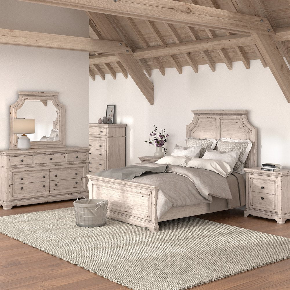 Providence Queen Panel Bed - Antique White