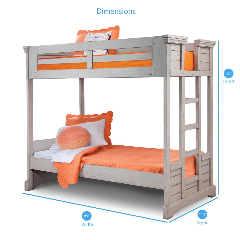 Stonebrook Twin Over Twin 3/3 over 3/3 Bunkbed - Light Distressed Antique Gray