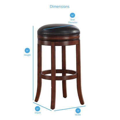 Stella 34" Backless Swivel Stool - Medium Walnut