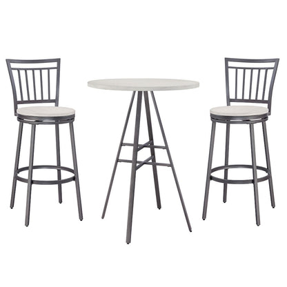 Stockton 3 Piece Pub Table Set - Slate Grey/Whitewashed