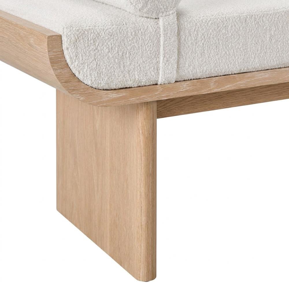 Polyester-Upholstered Bed Bench with Oak-Finished Frame and Removable Bolsters