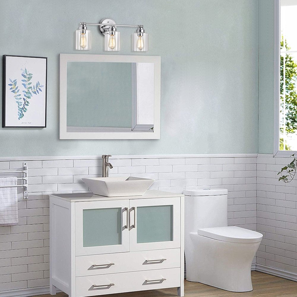 CHLOE Lighting KARSON Transitional 3 Light Chrome Bath Vanity Fixture 23" Wide
