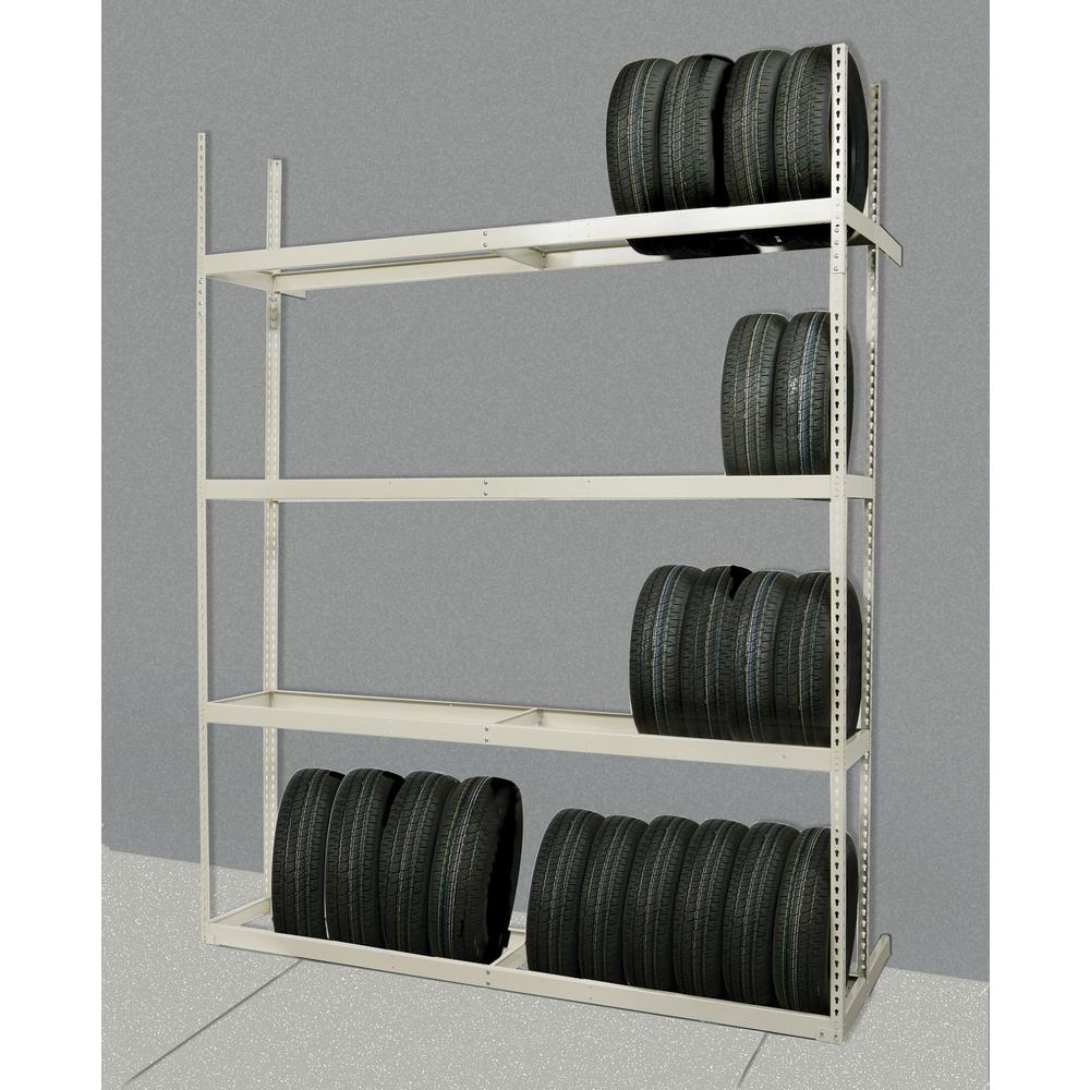 Rivetwell, Double Row, Tire Storage Shelving 729 Tan 6 Levels Starter Unit