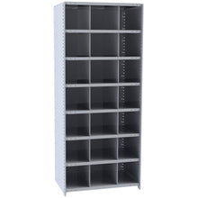 Hallowell Hi-Tech Metal Bin Shelving 36"W x 18"D x 87"H 725 Dark Gray  Starter Unit (21) 12"W x 12"H Bins