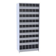 Hallowell Hi-Tech Metal Bin Shelving 36"W x 18"D x 87"H 725 Dark Gray  Starter Unit (48) 6"W x 9"H, (6) 6"W x 12"H Bins With 3" Bin Fronts