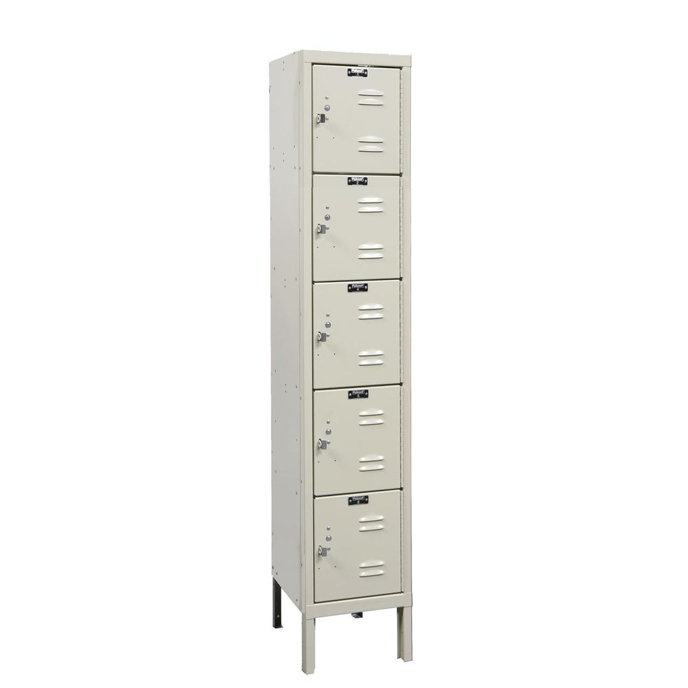Hallowell Premium Locker, 729 Tan, 5-Tier, 1-Wide, Knock-Down
