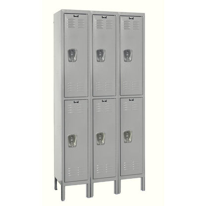 Hallowell Premium Locker, 711 Light Gray, Double Tier, 3-Wide, Knock-Down