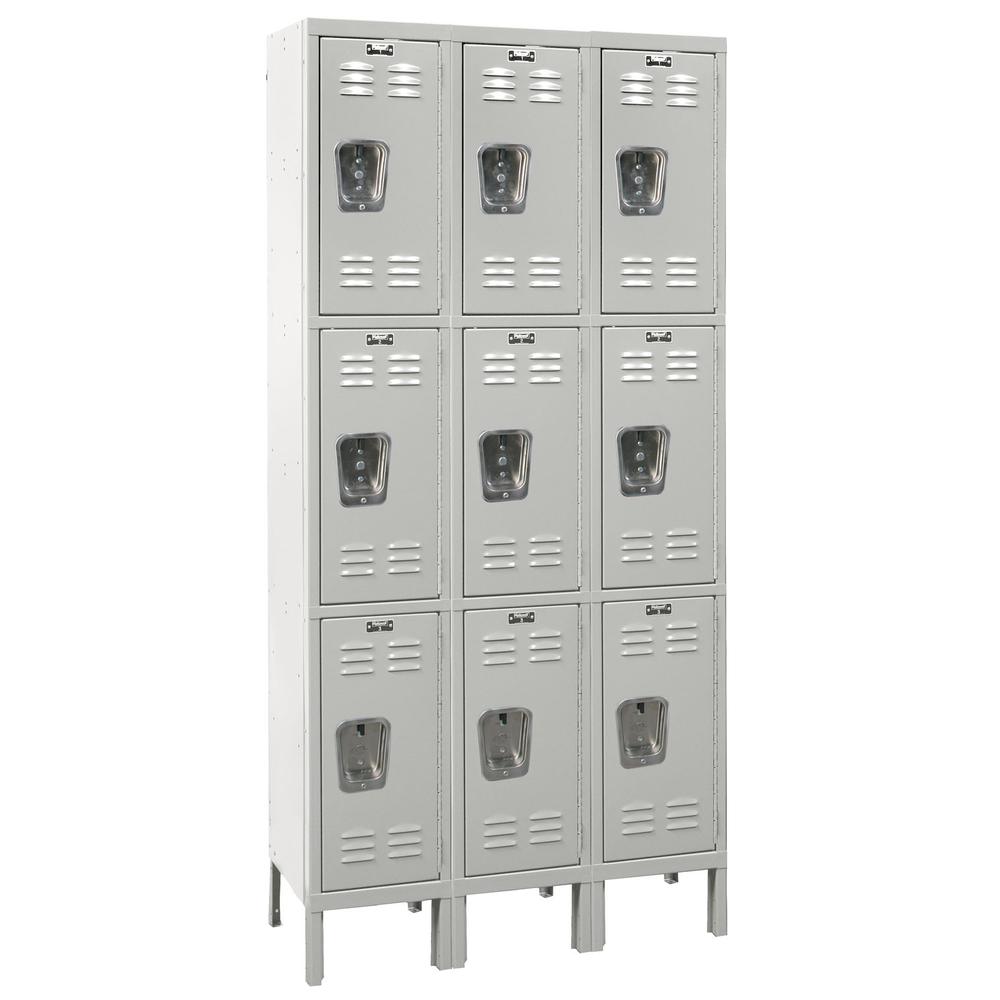 Hallowell Premium Locker, 711 Light Gray, Triple Tier, 3-Wide, Knock-Down
