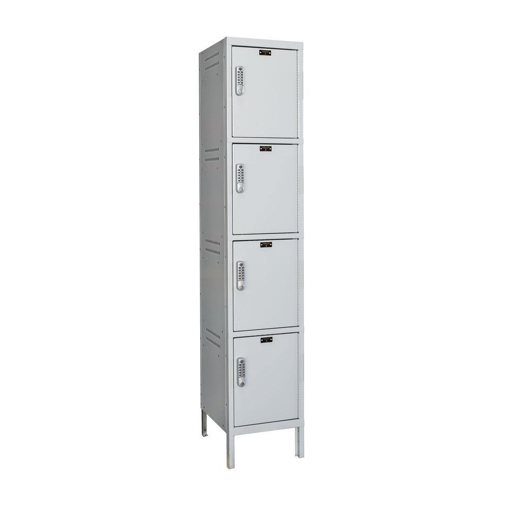 Hallowell Laptop/Backpack Locker, 711 Light Gray, 4-Tier, 1-Wide, Knock-Down