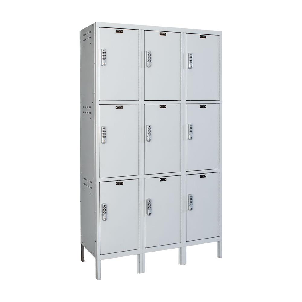 Hallowell Laptop/Backpack Locker, 711 Light Gray, 3-Tier, 3-Wide, Knock-Down