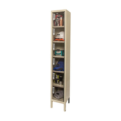 Hallowell DigiTech Safety-View Plus Locker, 729 Tan, 6-Tier, 1-Wide, Knock-Down