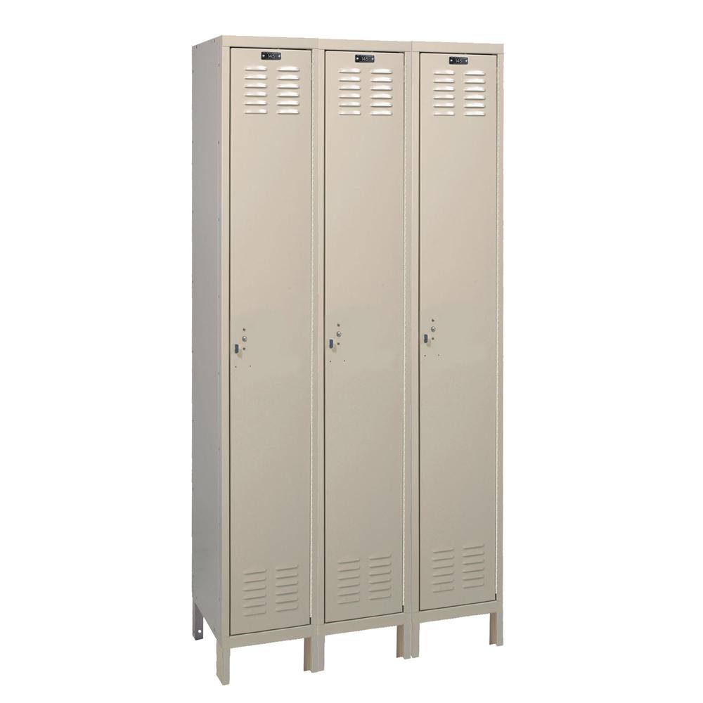 Hallowell Value Max Locker, 729 Tan, Single Tier, 3-Wide, Knock-Down