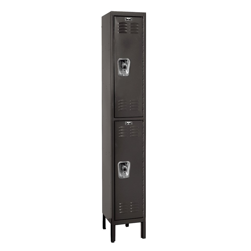 Hallowell ReadyBuilt Locker, 708 Black, Double Tier, 1-Wide, Assembled