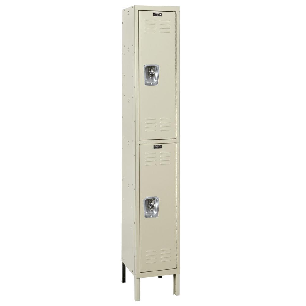Hallowell ReadyBuilt Locker, 729 Tan, Double Tier, 1-Wide, Assembled