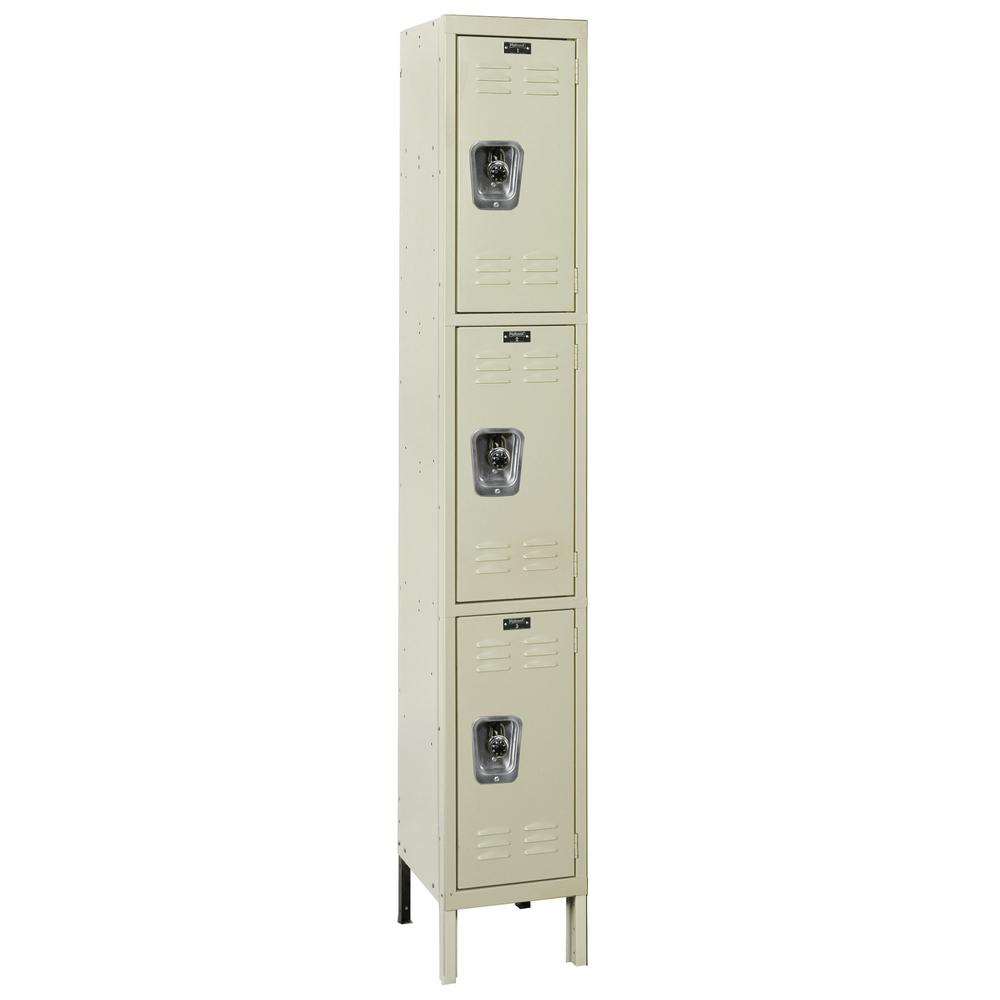 Hallowell ReadyBuilt Locker, 729 Tan, Triple Tier, 1-Wide, Assembled