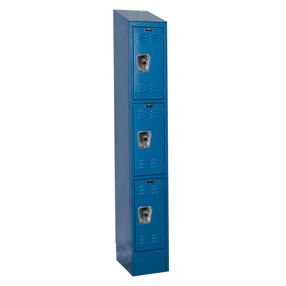 Hallowell ReadyBuilt II Locker, 707 Marine Blue, Triple Tier, 1-Wide, Assembled