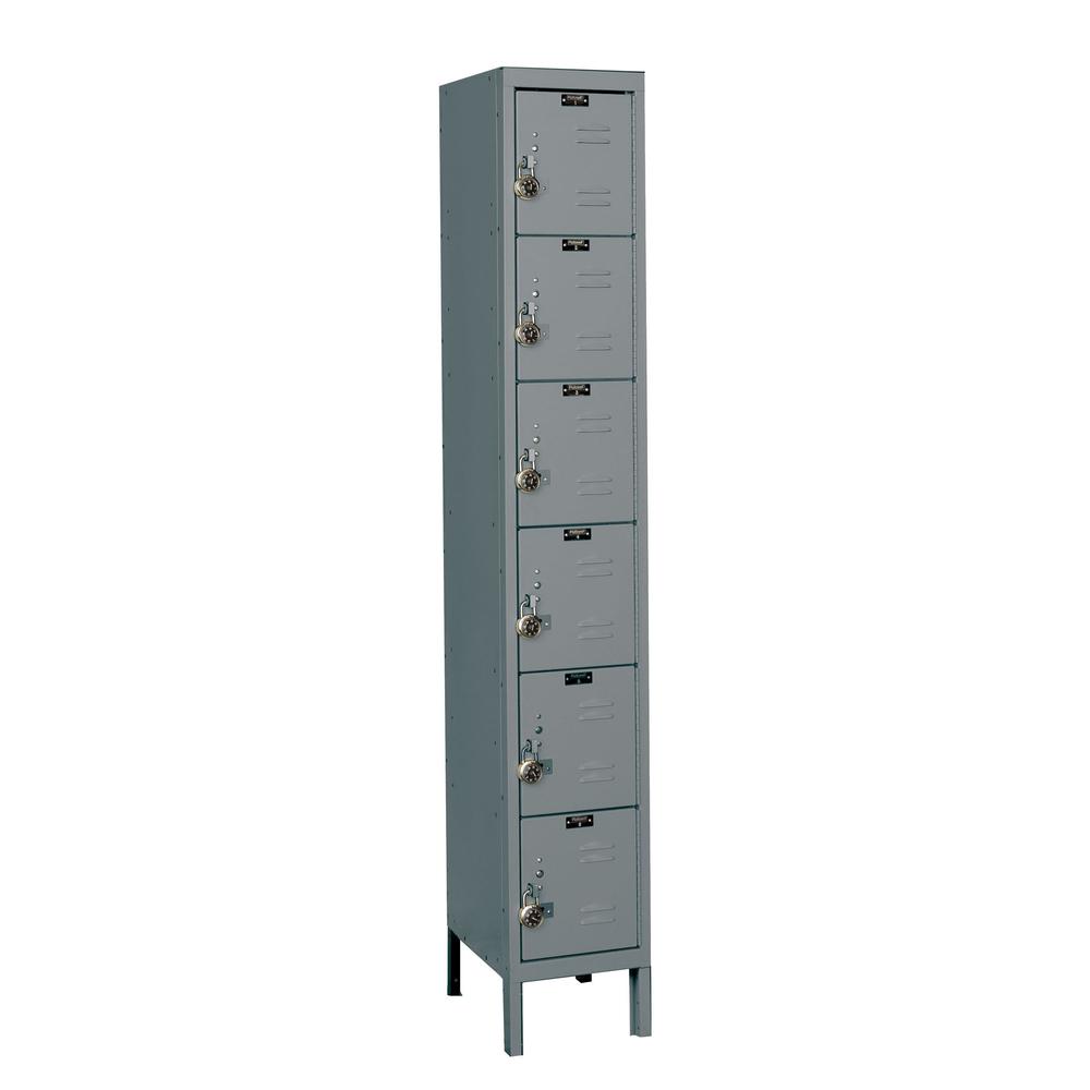 Hallowell ReadyBuilt Locker, 725 Dark Gray, 6-Tier, 1-Wide, Assembled
