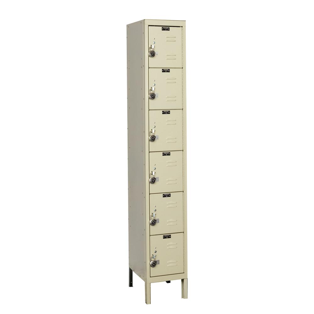Hallowell ReadyBuilt Locker, 729 Tan, 6-Tier, 1-Wide, Assembled