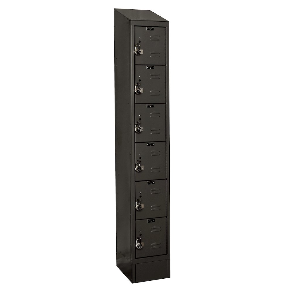 Hallowell ReadyBuilt II Locker, 708 Black, 6-Tier, 1-Wide, Assembled
