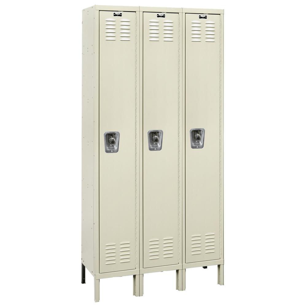 Hallowell ReadyBuilt Locker, 729 Tan, Single Tier, 3-Wide, Assembled