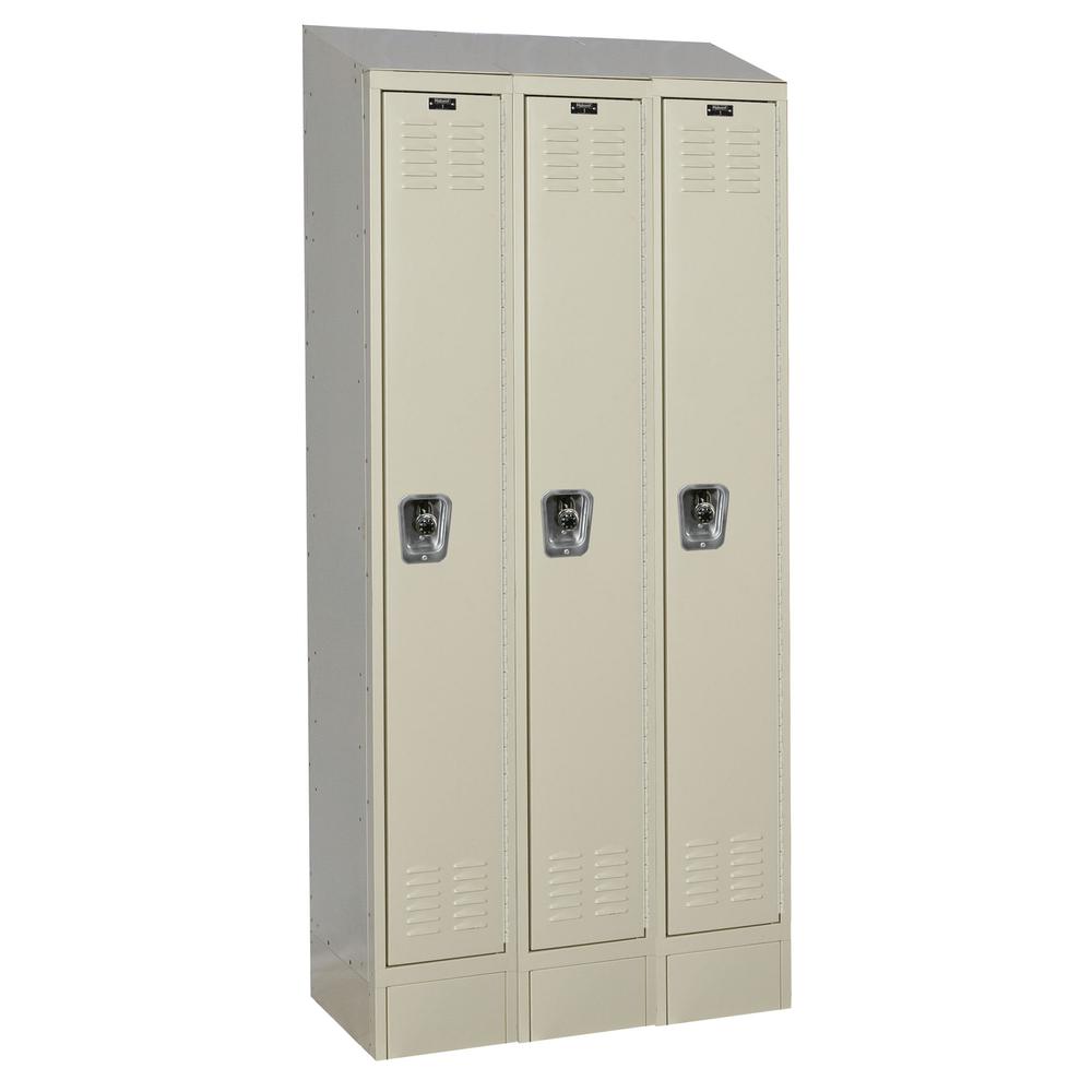 Hallowell ReadyBuilt II Locker, 729 Tan, Single Tier, 3-Wide, Assembled