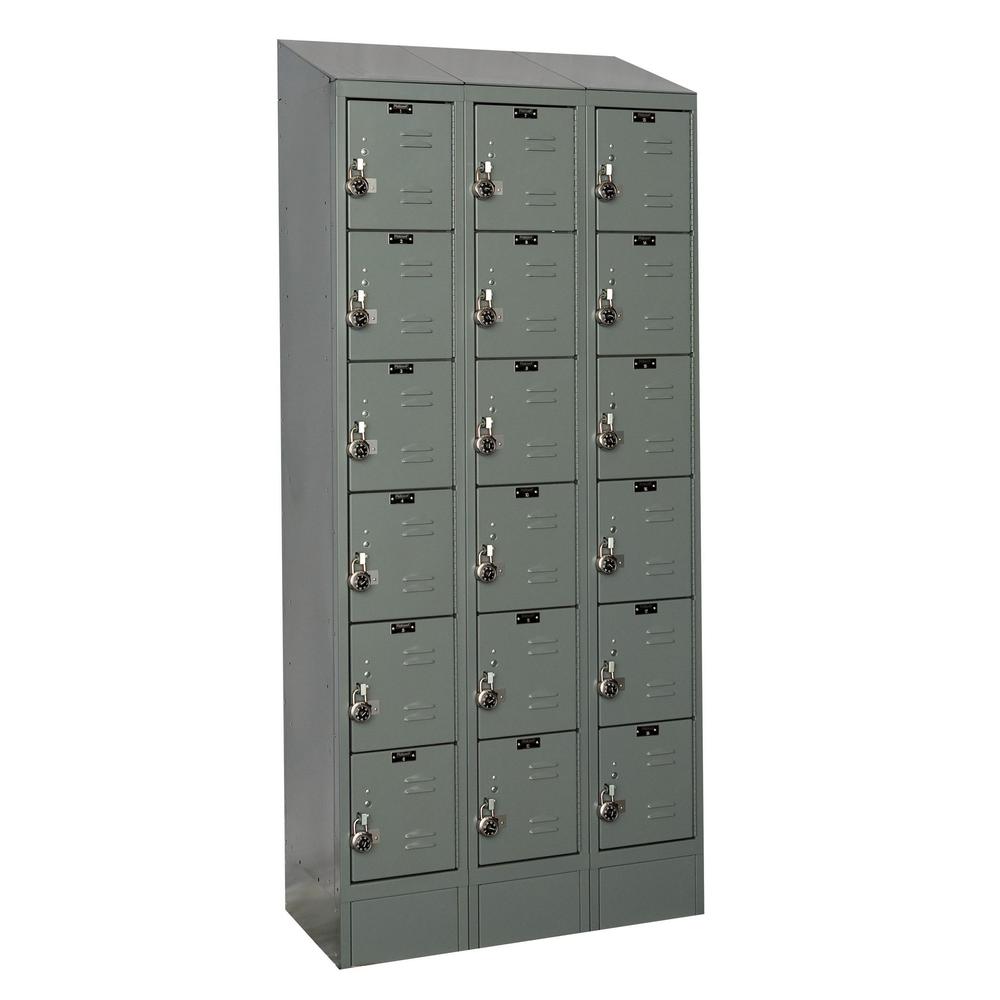 Hallowell ReadyBuilt II Locker, 725 Dark Gray, 6-Tier, 3-Wide, Assembled
