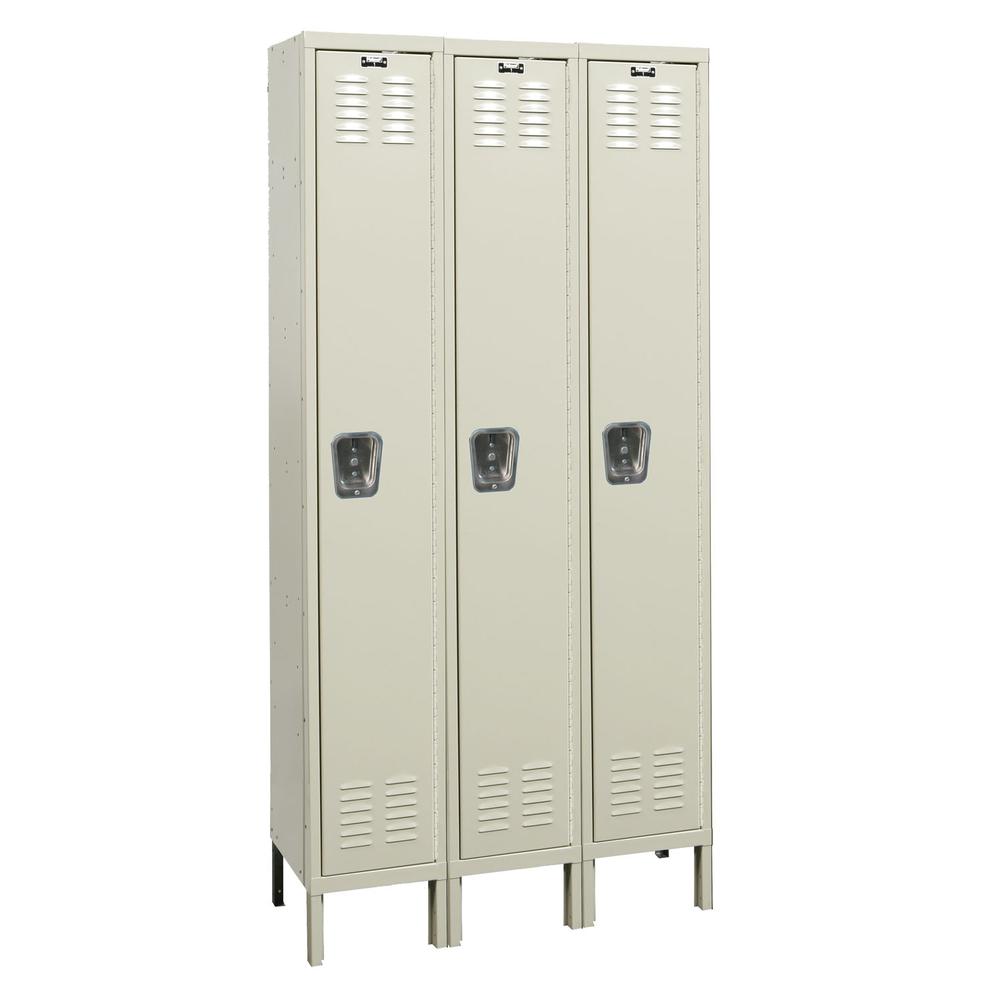Hallowell Premium Locker, 729 Tan, Single Tier, 3-Wide, Assembled