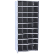 Hallowell Hi-Tech Metal Bin Shelving 36"W x 24"D x 87"H 725 Dark Gray  Starter Unit (32) 9"W x 9"H, (4) 9"W x 12"H Bins