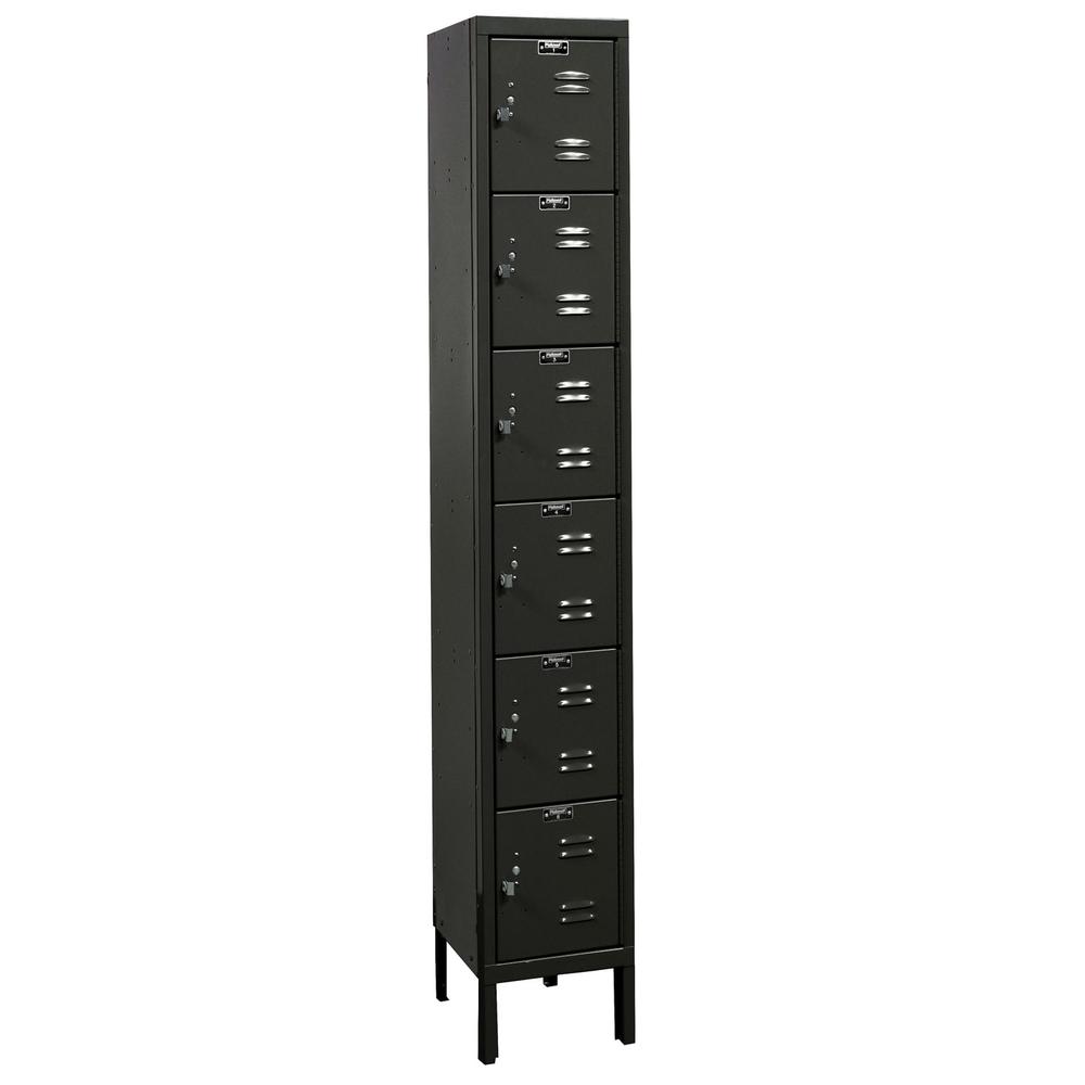 Hallowell Premium Locker, 708 Black, 6-Tier, 1-Wide, Knock-Down