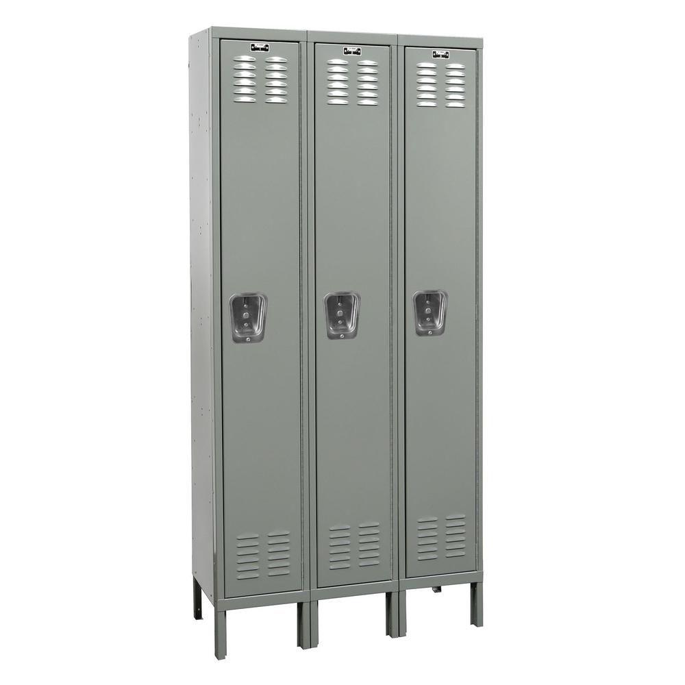 Hallowell Premium Locker, 725 Dark Gray, Single Tier, 3-Wide, Knock-Down